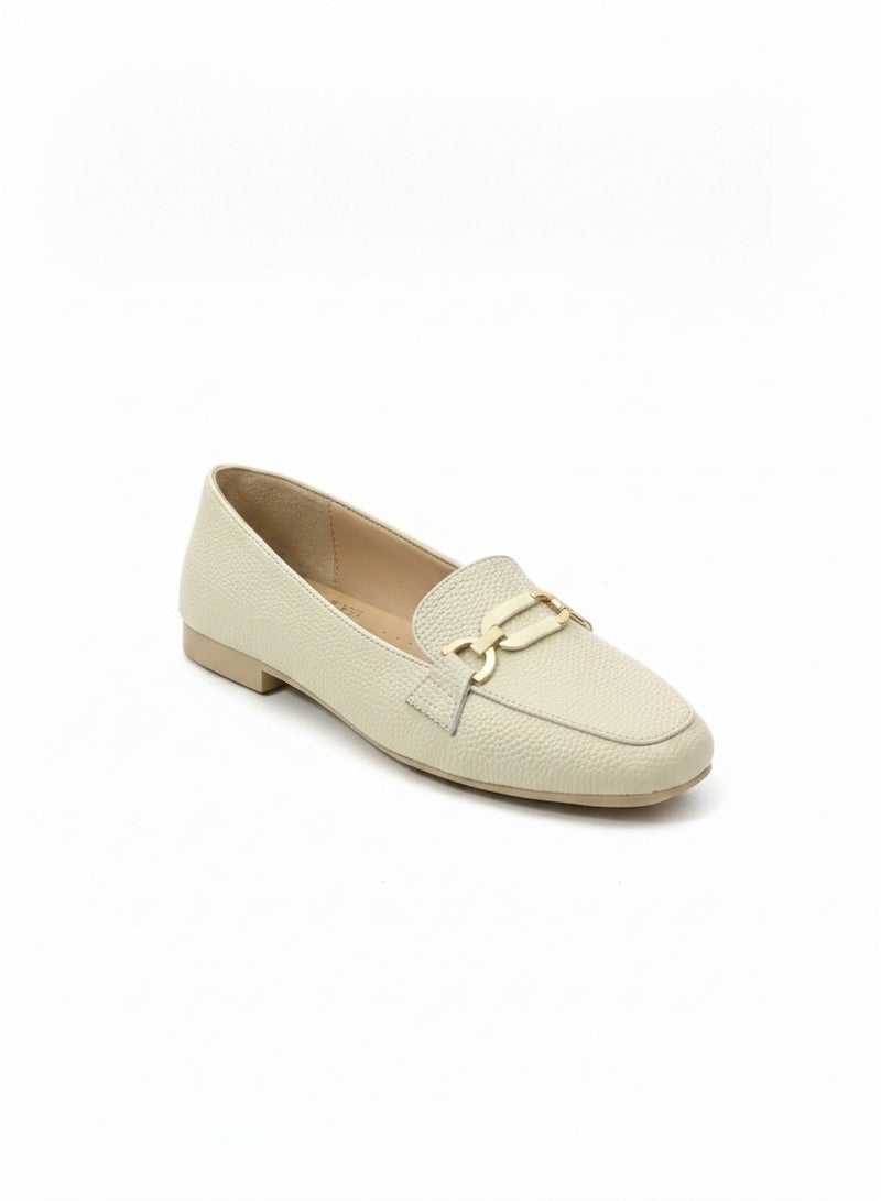 LIFESTYLISH Ballareina Flat Leather With Acceroies BN-510 - Beige - Image 2